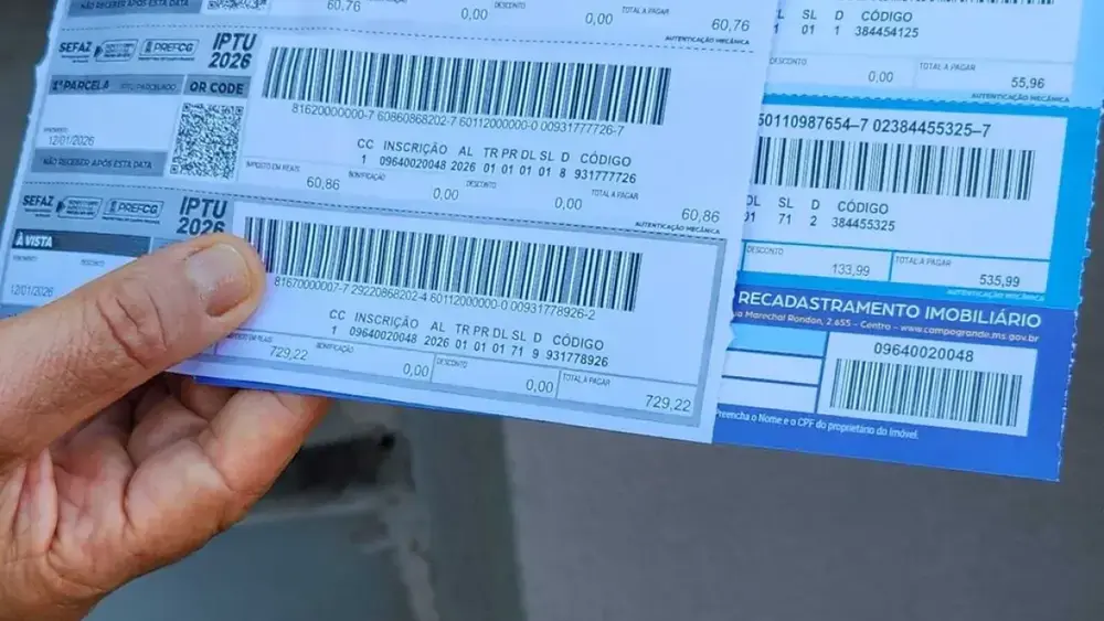 IPTU 2026: 7ª parcela vence nesta sexta em Campo Grande
